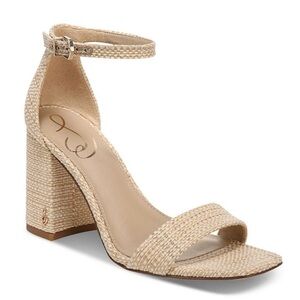Sam Edelman Daniella Ankle Strap Block Heel Sandals in Natural Weave - NWT